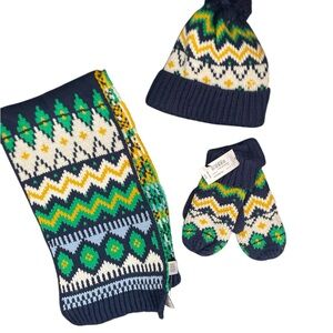Three piece matching Mixit scarf , hat and mitten set NWT